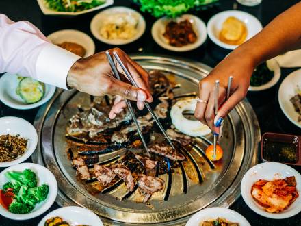 A couple shares Korean BBQ in Aurora CO