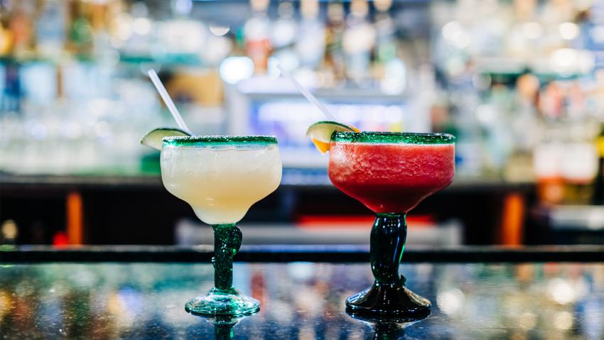 Two margaritas line the bar in Aurora Colorado