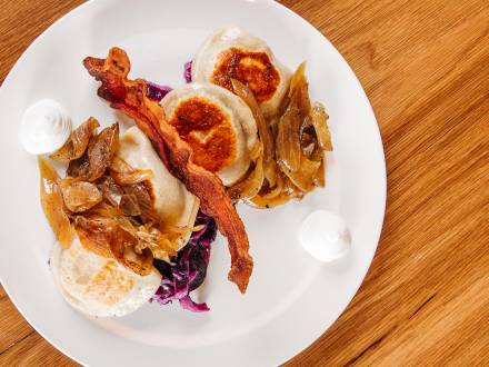 Homemade pierogis at Baba & Pop's in Aurora Colorado