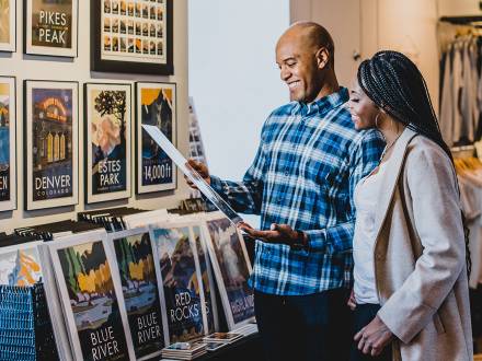 A couple browses the shopping at the LOCAL Southlands in Aurora, Colorado
