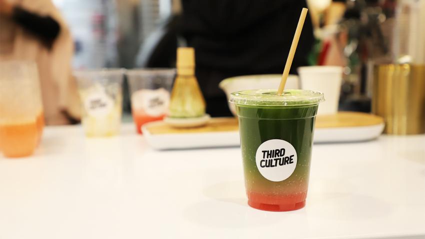 Matcha drink at Third Culture Bakery in Aurora Colorado