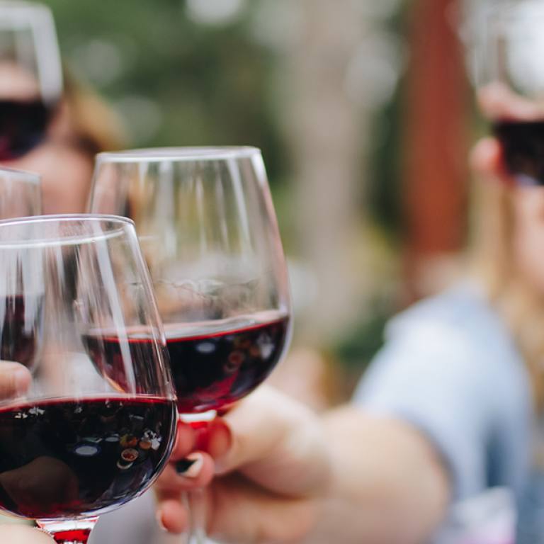 People drinking wine in Aurora, Colorado.