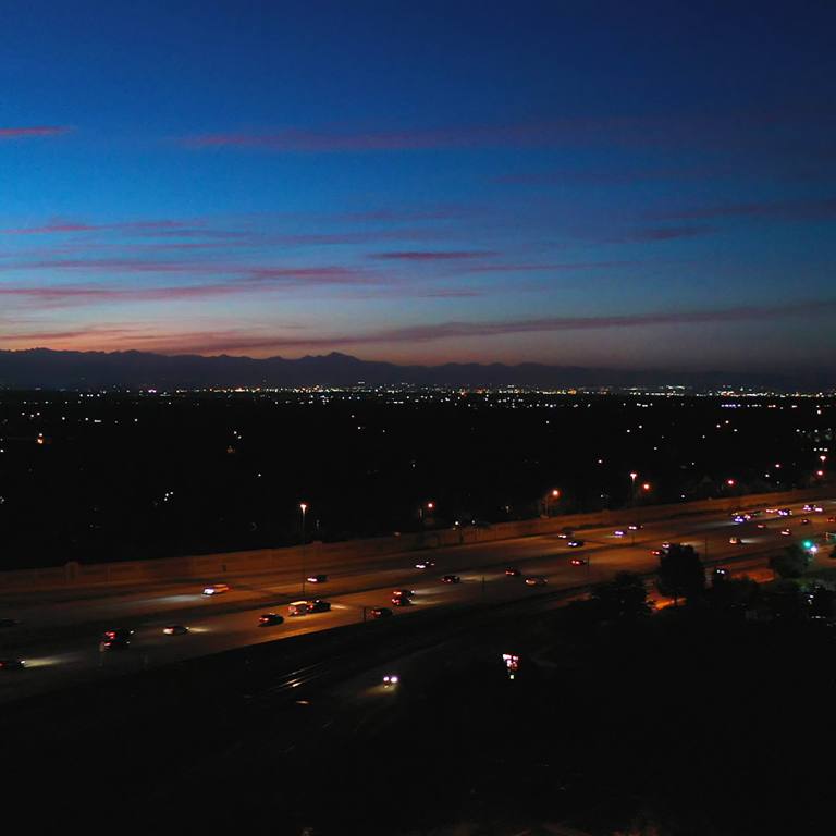 Aurora streets at sunset